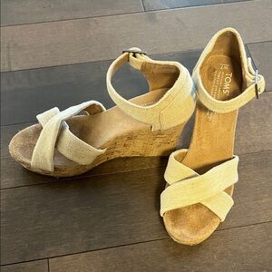 TOMS Tan Wedge Sandals